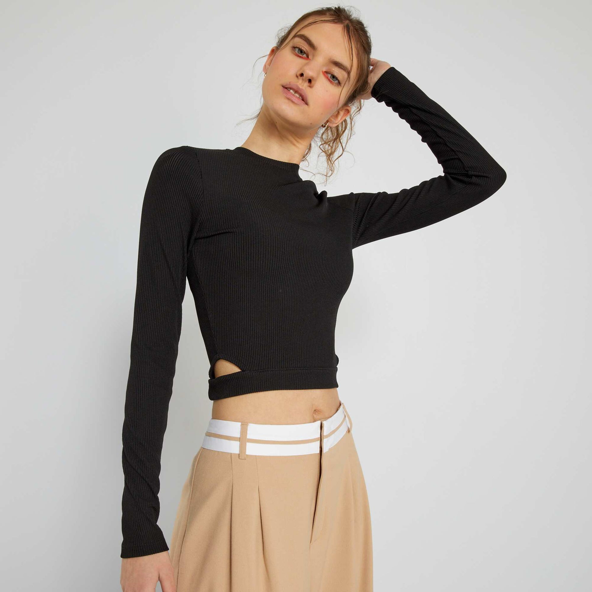 T-shirt en maille c tel e noir
