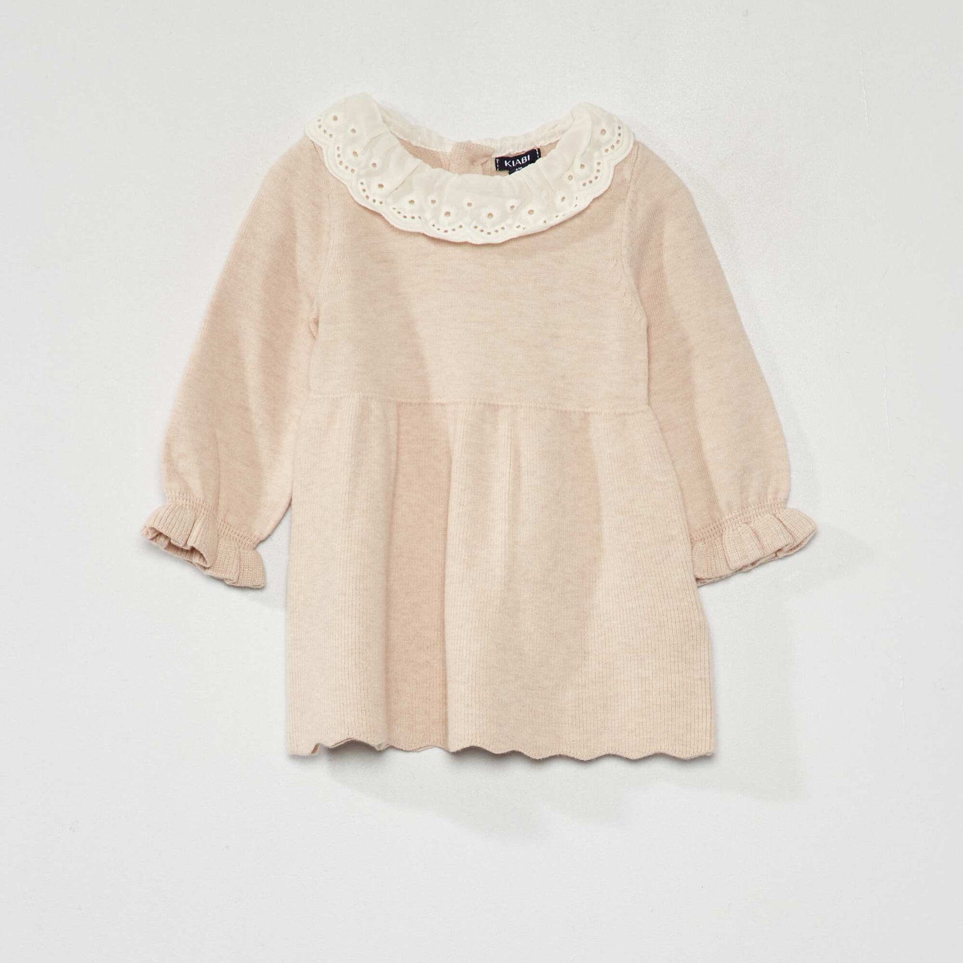 Robe en maille tricot + collants - 2 pi ces Beige