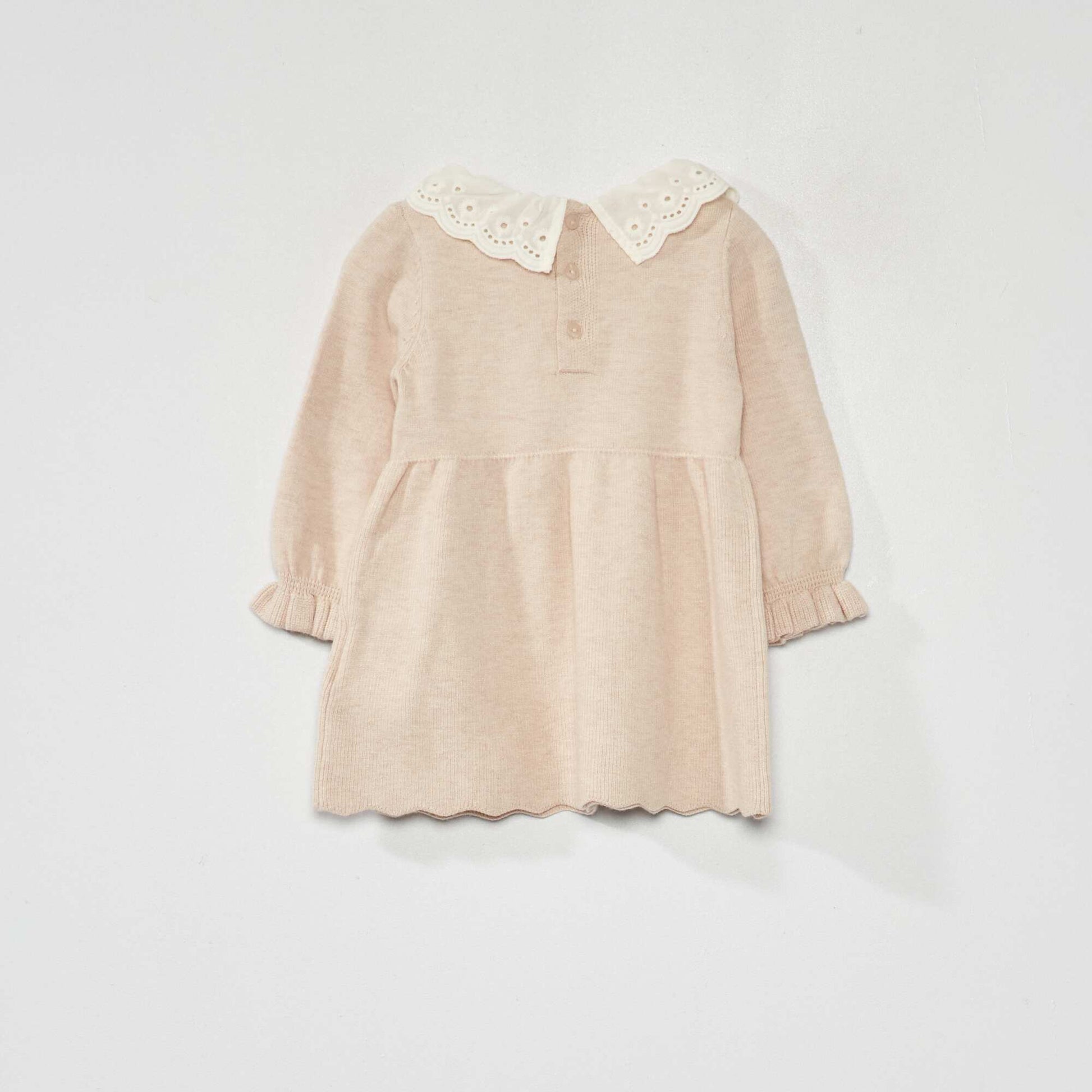 Robe en maille tricot + collants - 2 pi ces Beige