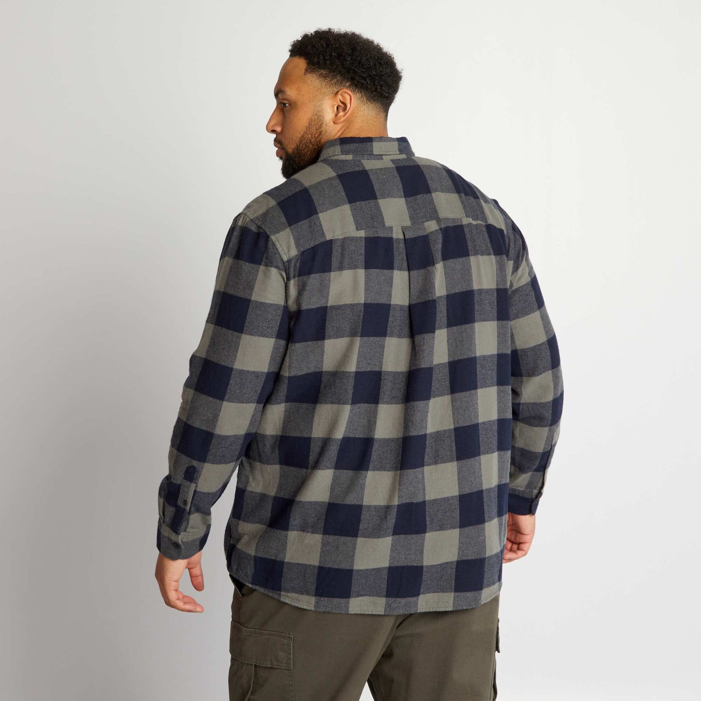 Chemise droite carreaux Kaki/bleu marine