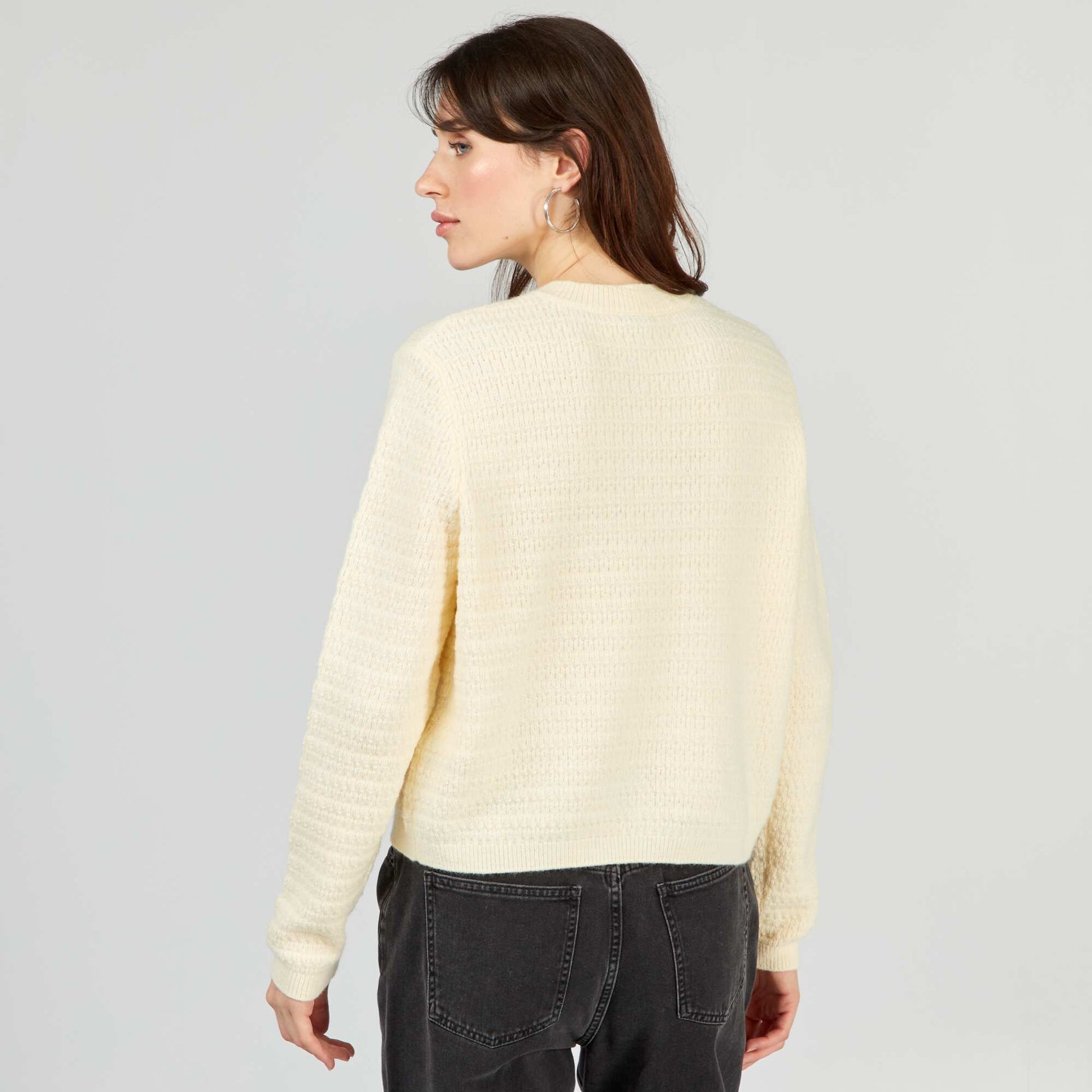 Gilet boutonn e en maille Ecru