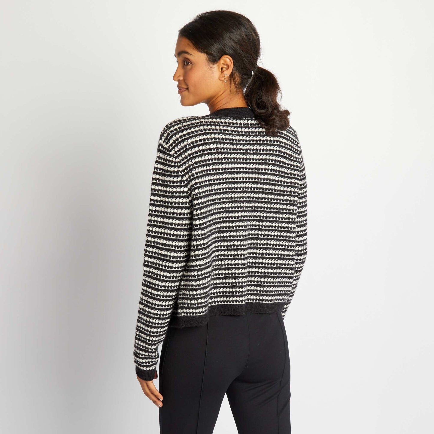 Gilet boutonn e en maille Noir/blanc