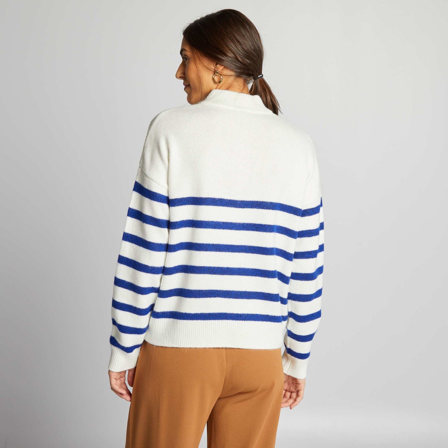 Pull marini re en maille Blanc/bleu