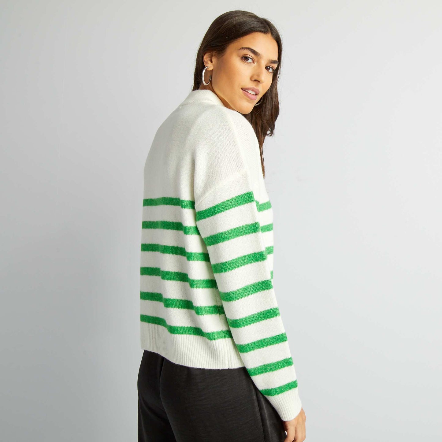 Pull marini re en maille Blanc/vert