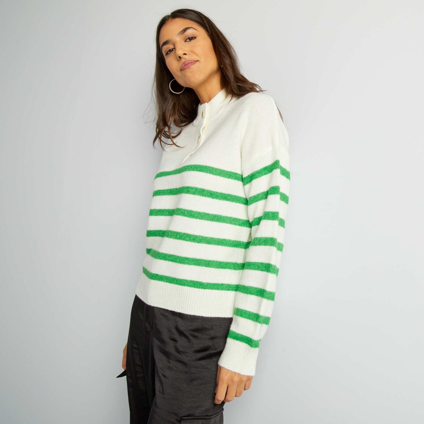 Pull marini re en maille Blanc/vert