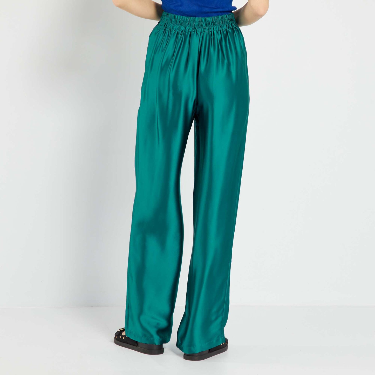 Pantalon large uni Bleu