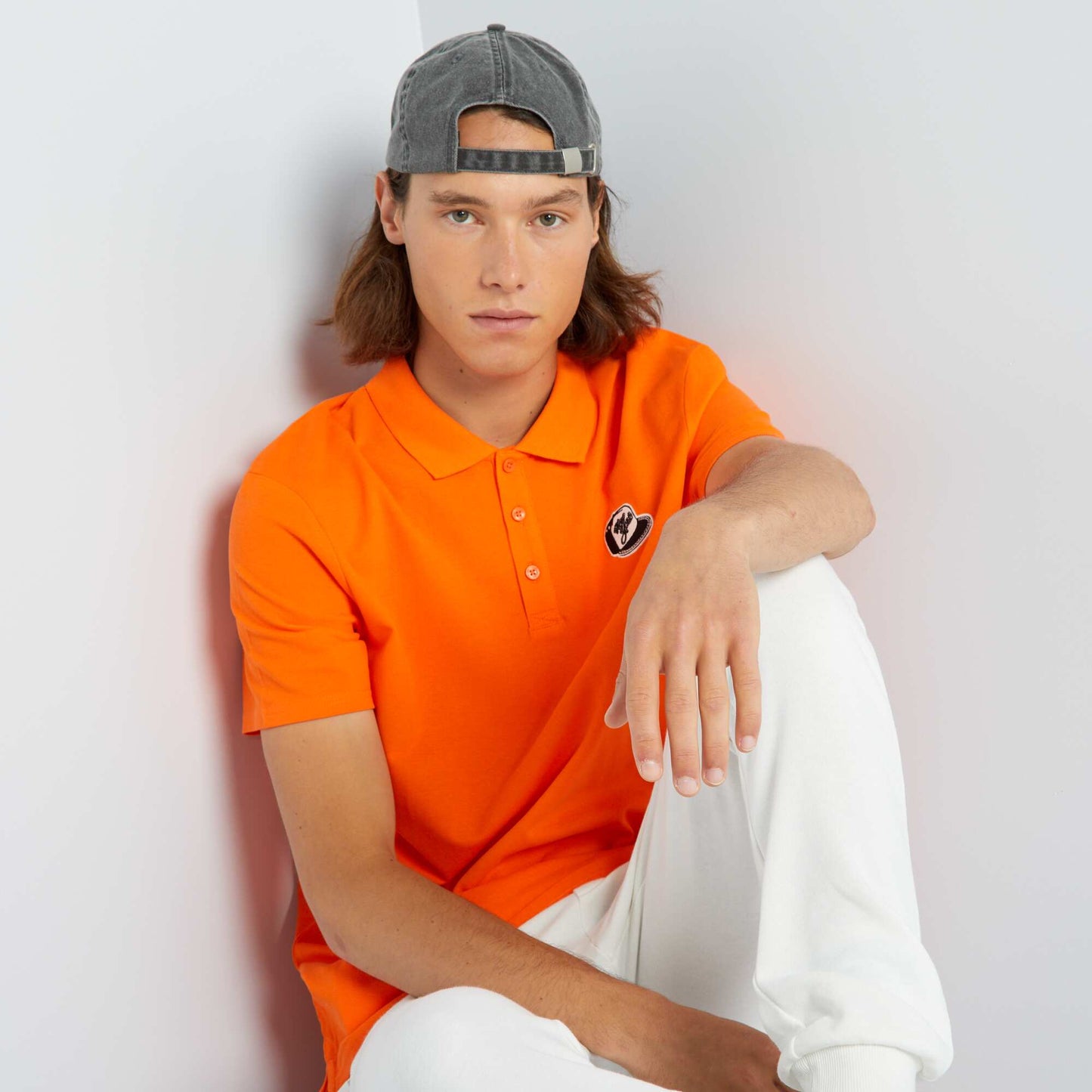 Polo en pique de coton Orange