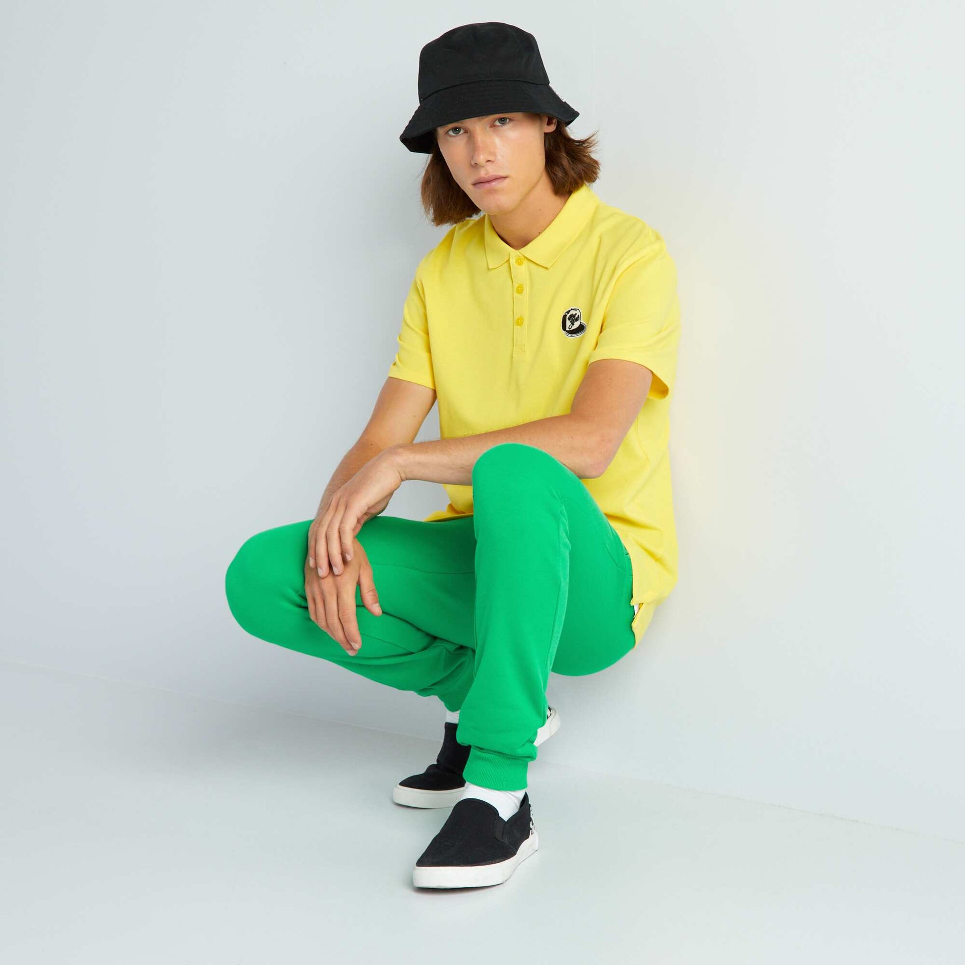 Polo en pique de coton Jaune