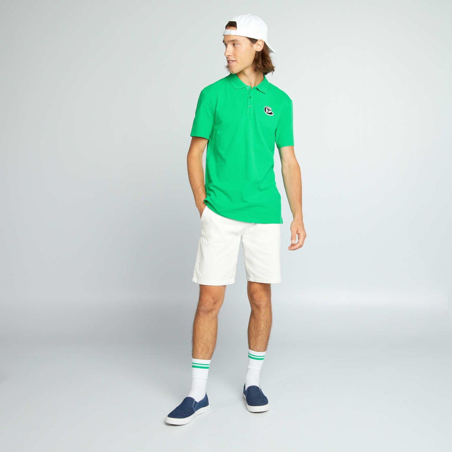 Polo en pique de coton Vert