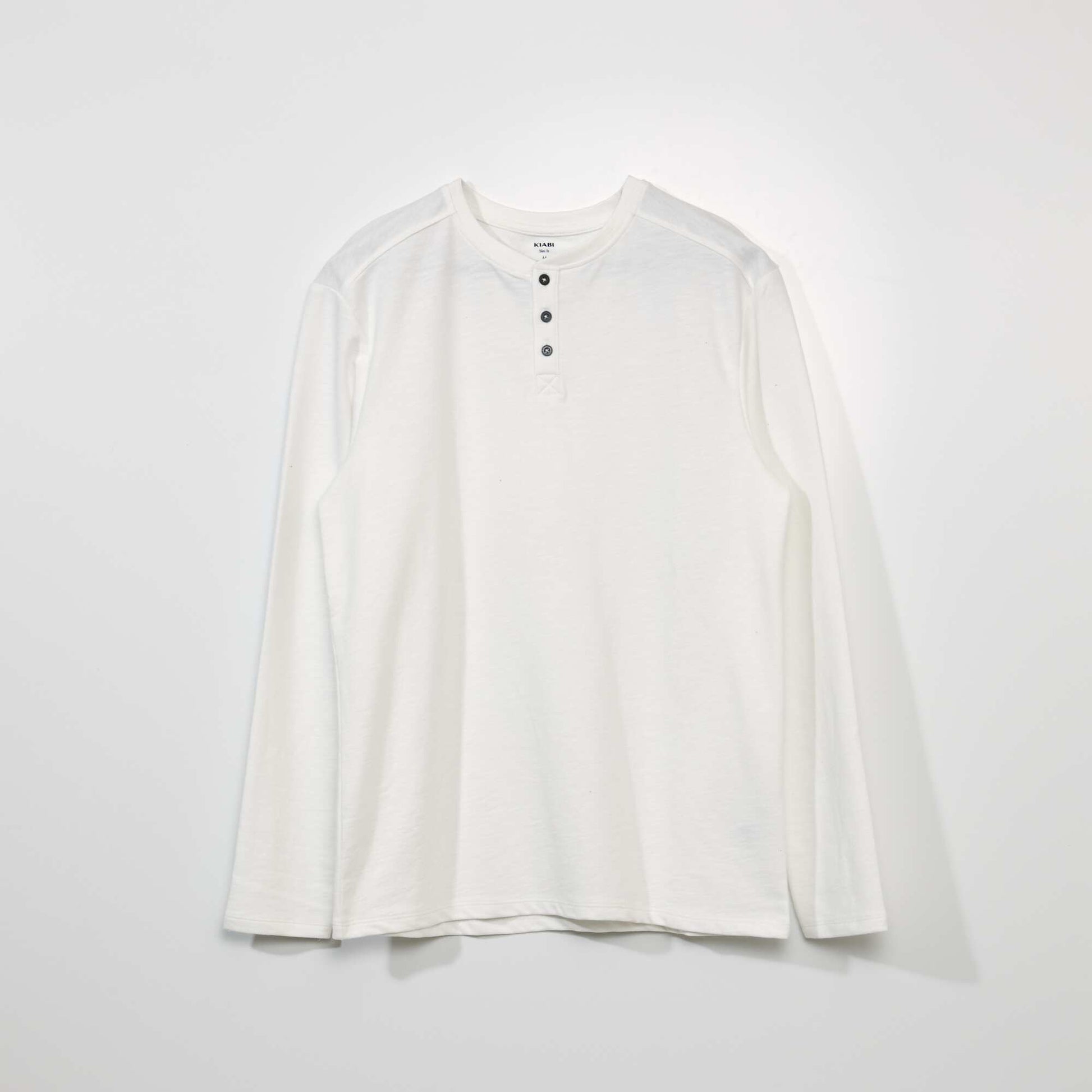 T-shirt uni col tunisien blanc