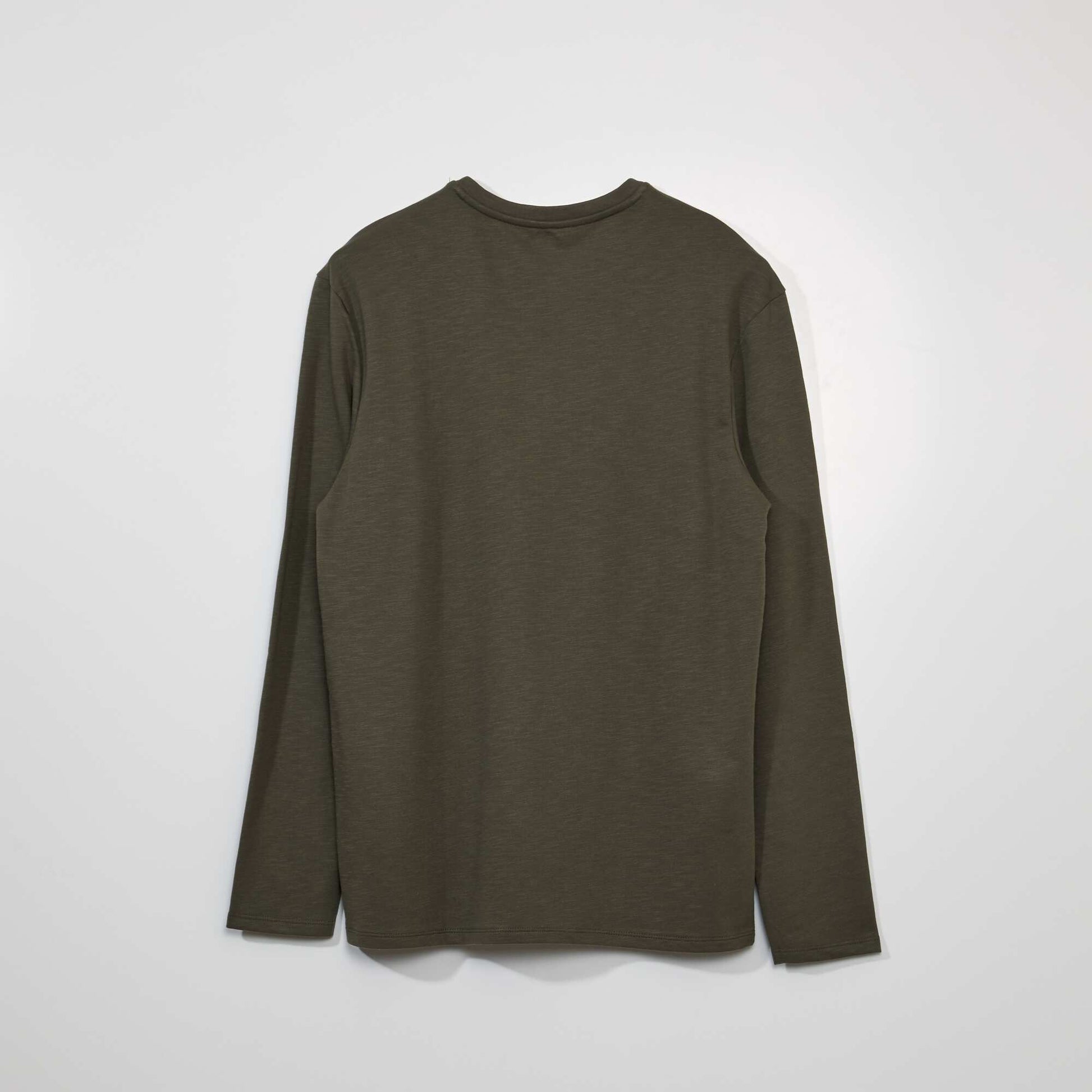 T-shirt uni col tunisien kaki