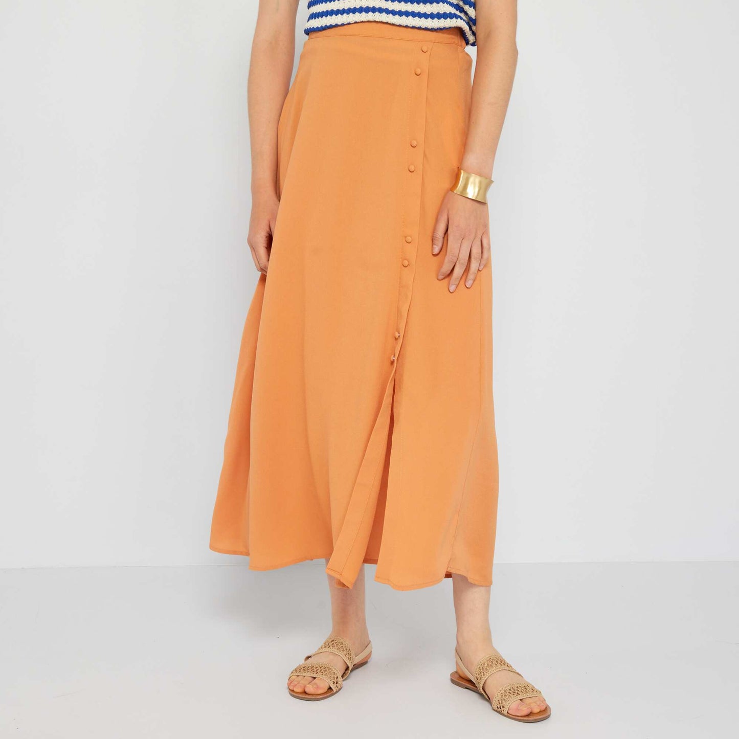 Jupe midi georgette Orange