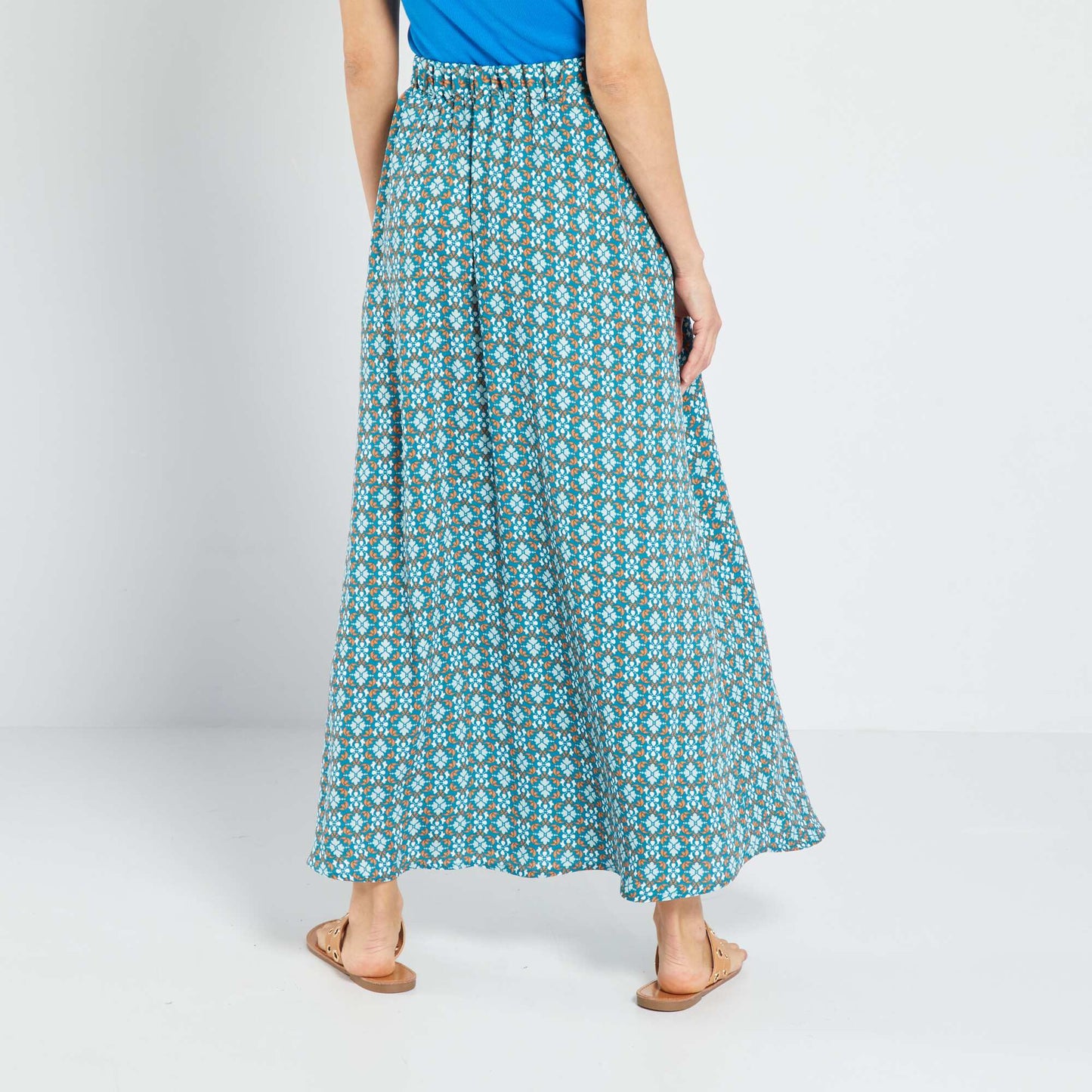 Jupe midi georgette Bleu imprim