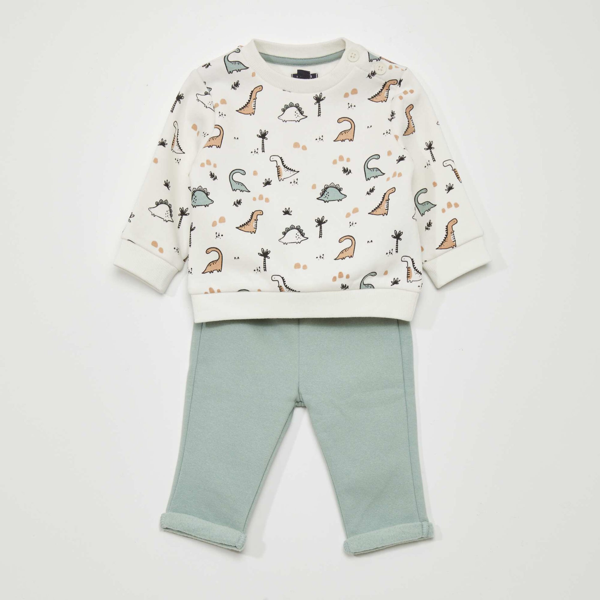 Ensemble jogging sweat + pantalon - 2 pi ces Blanc/vert
