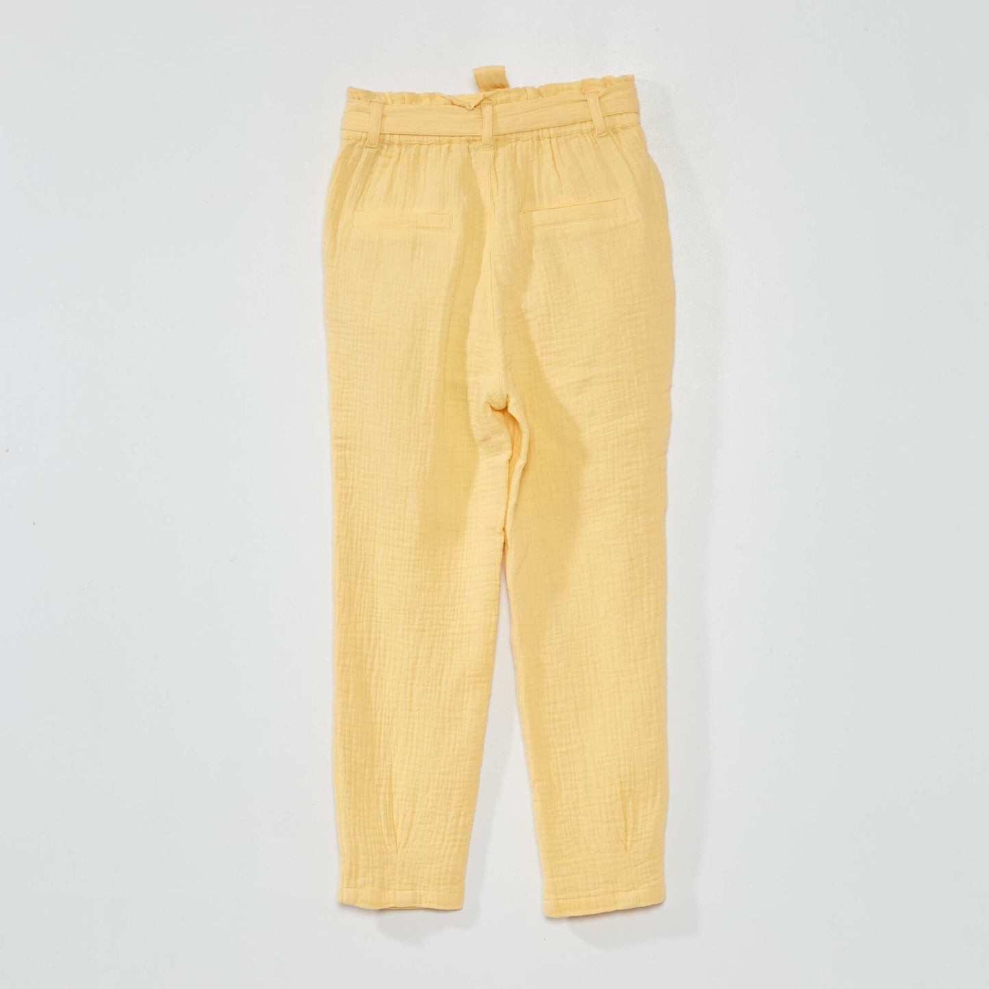 Pantalon paperbag en gaze de coton Jaune