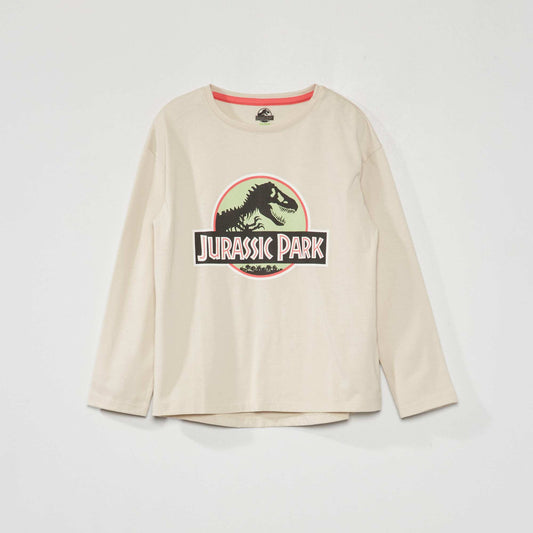 T-shirt 'Jurassic Park' manches longues Ecru