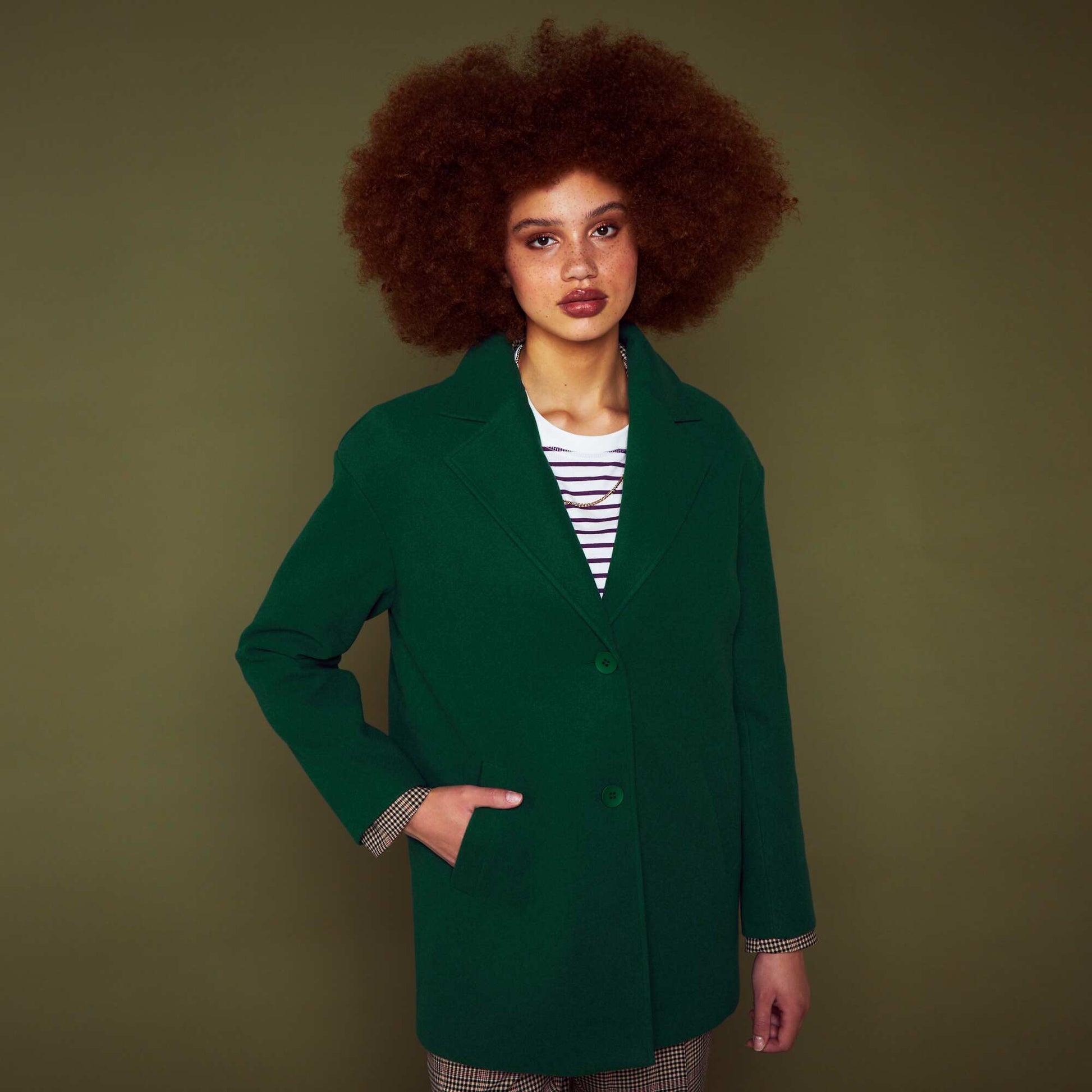 Manteau mi-long Vert
