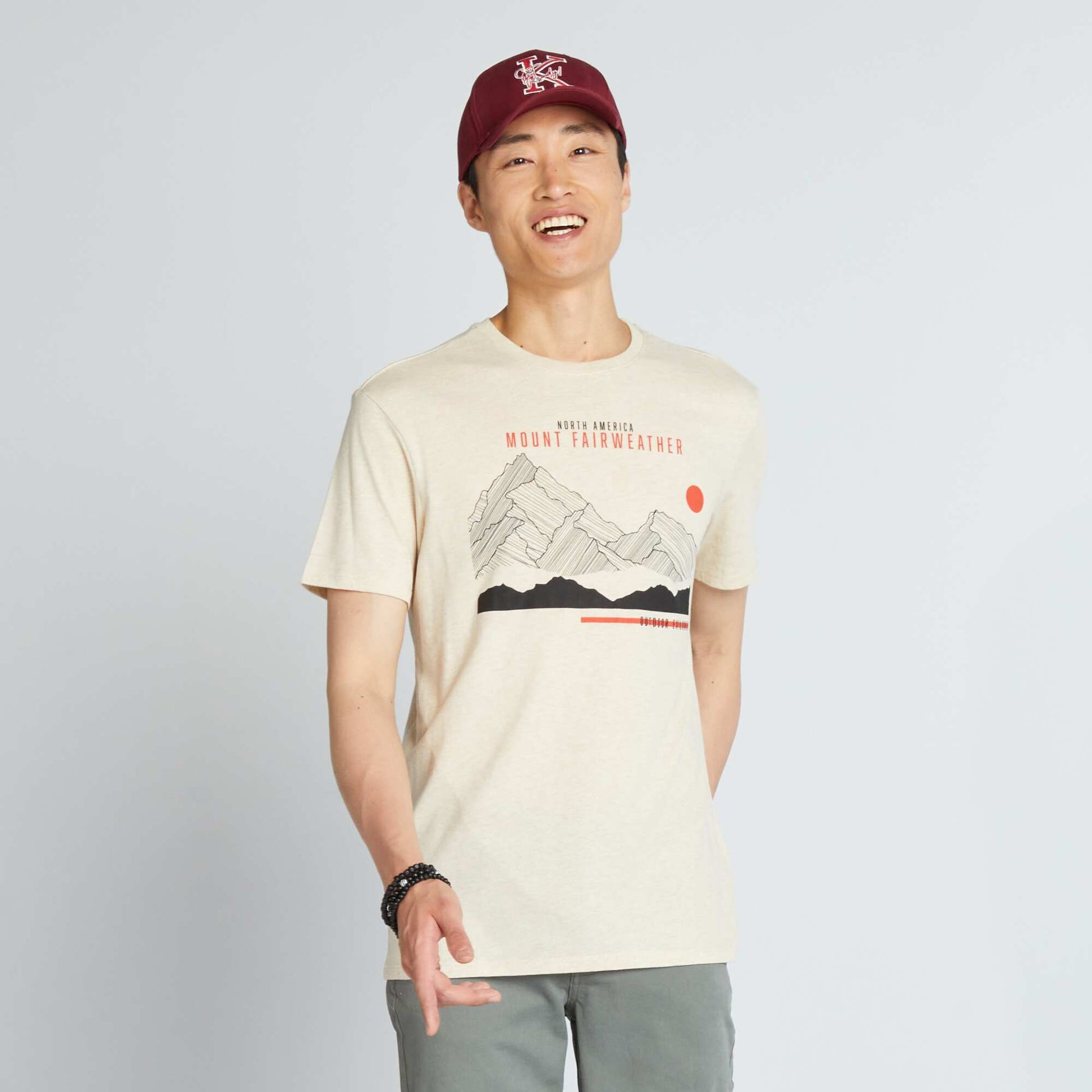 T-shirt imprim Beige