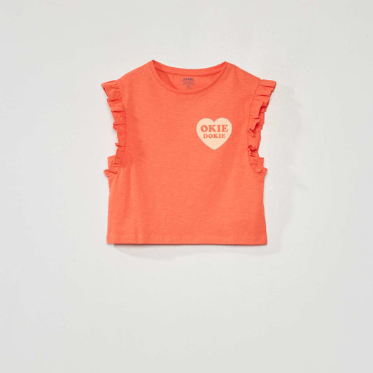 T-shirt sans manches avec volants Blanc