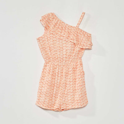 Combinaison short avec imprim Blanc/orange