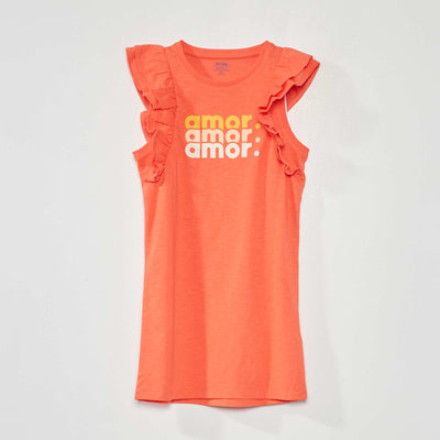 Robe en jersey sans manches avec volants Corail