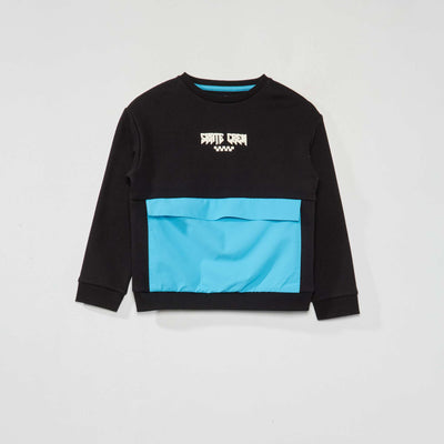Sweat en molleton Noir/bleu