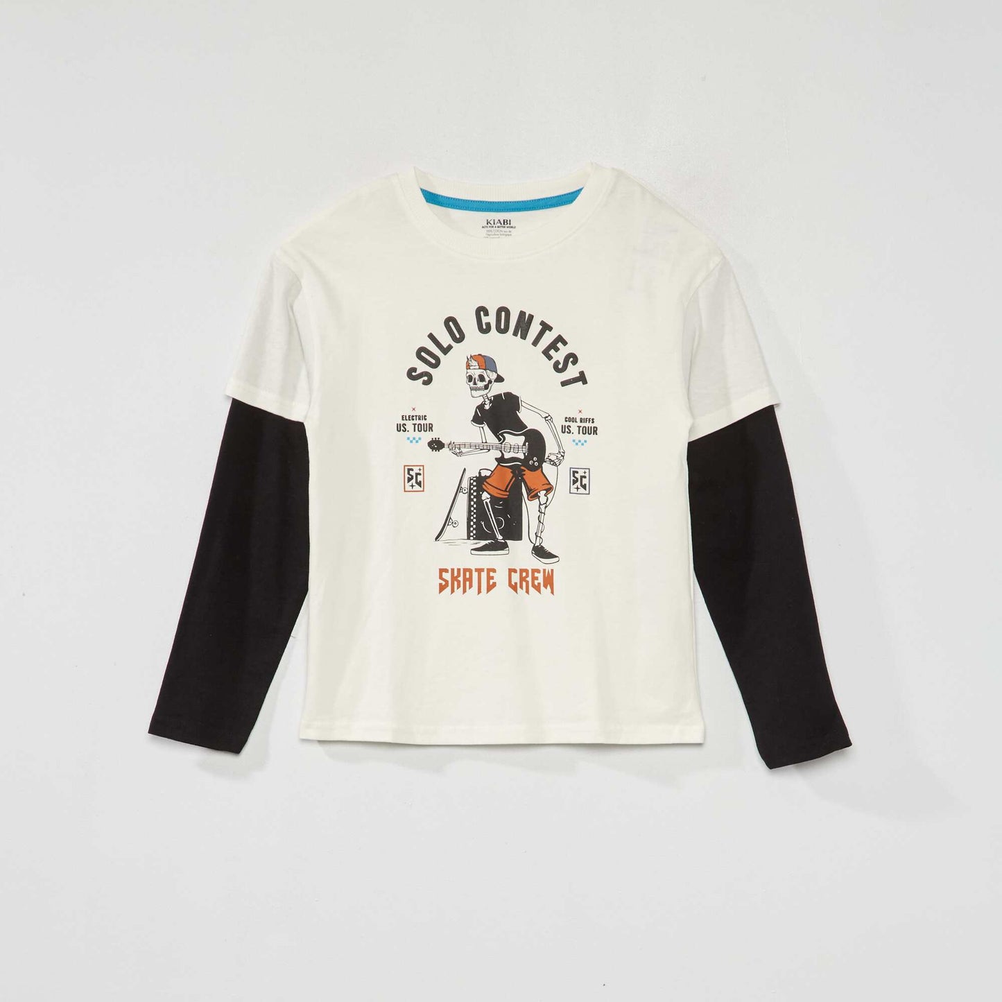 T-shirt en jersey manches doubl es Blanc