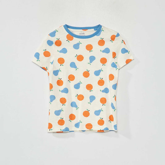 T-shirt manches courtes avec imprim Blanc/orange