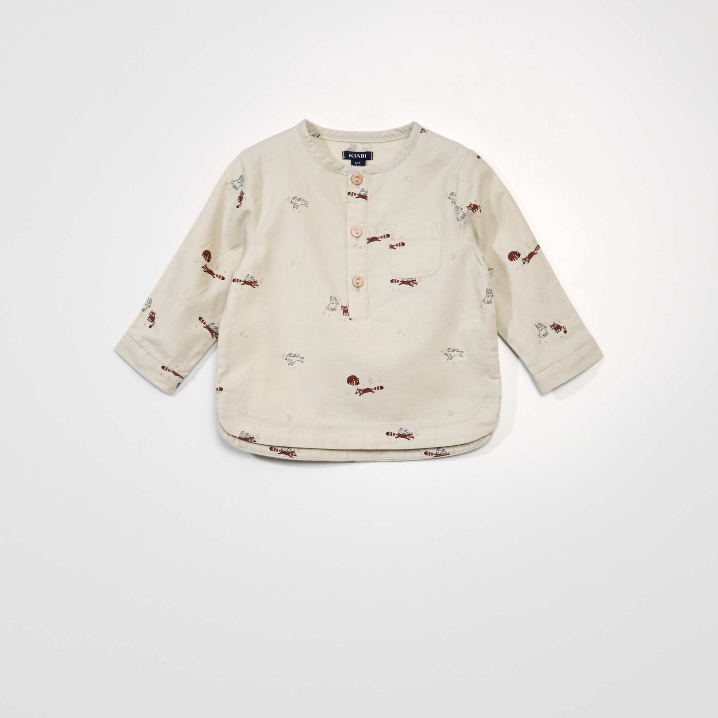 Chemise en flanelle avec imprim animaux Beige