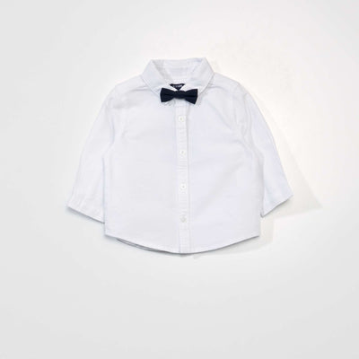 Chemise blanche + noeud papillon amovible blanc