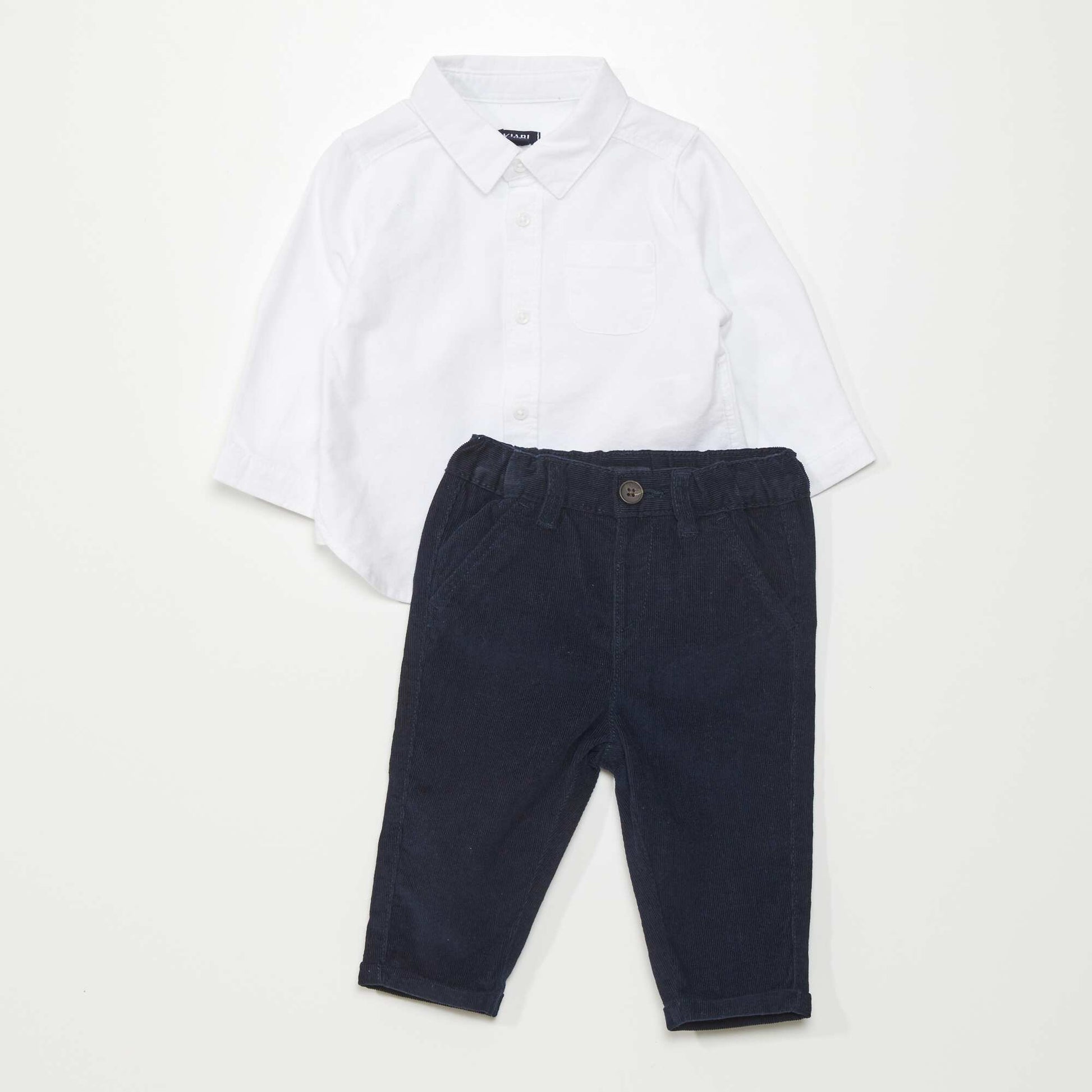Ensemble pantalon + chemise Blanc/marine
