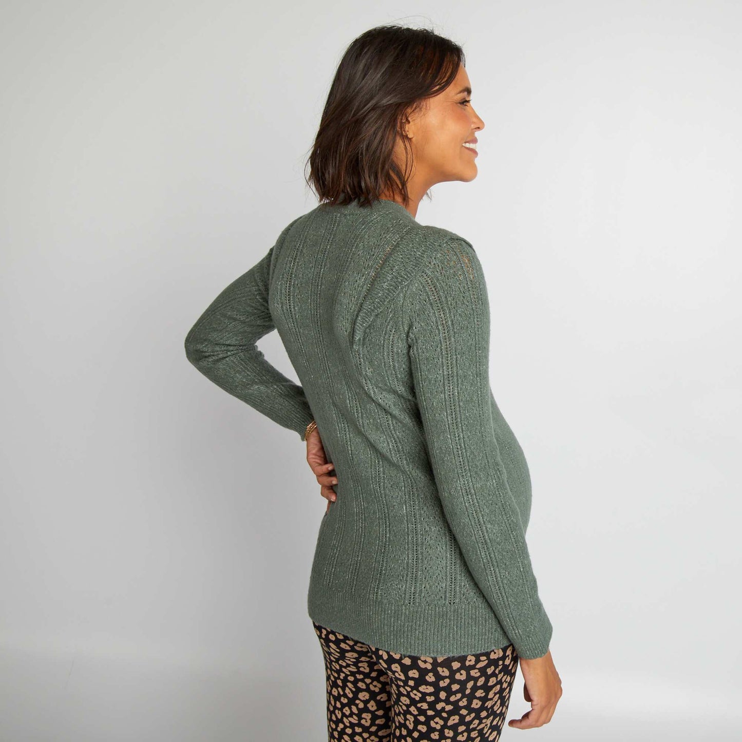 Pull grossesse ajour Vert gris