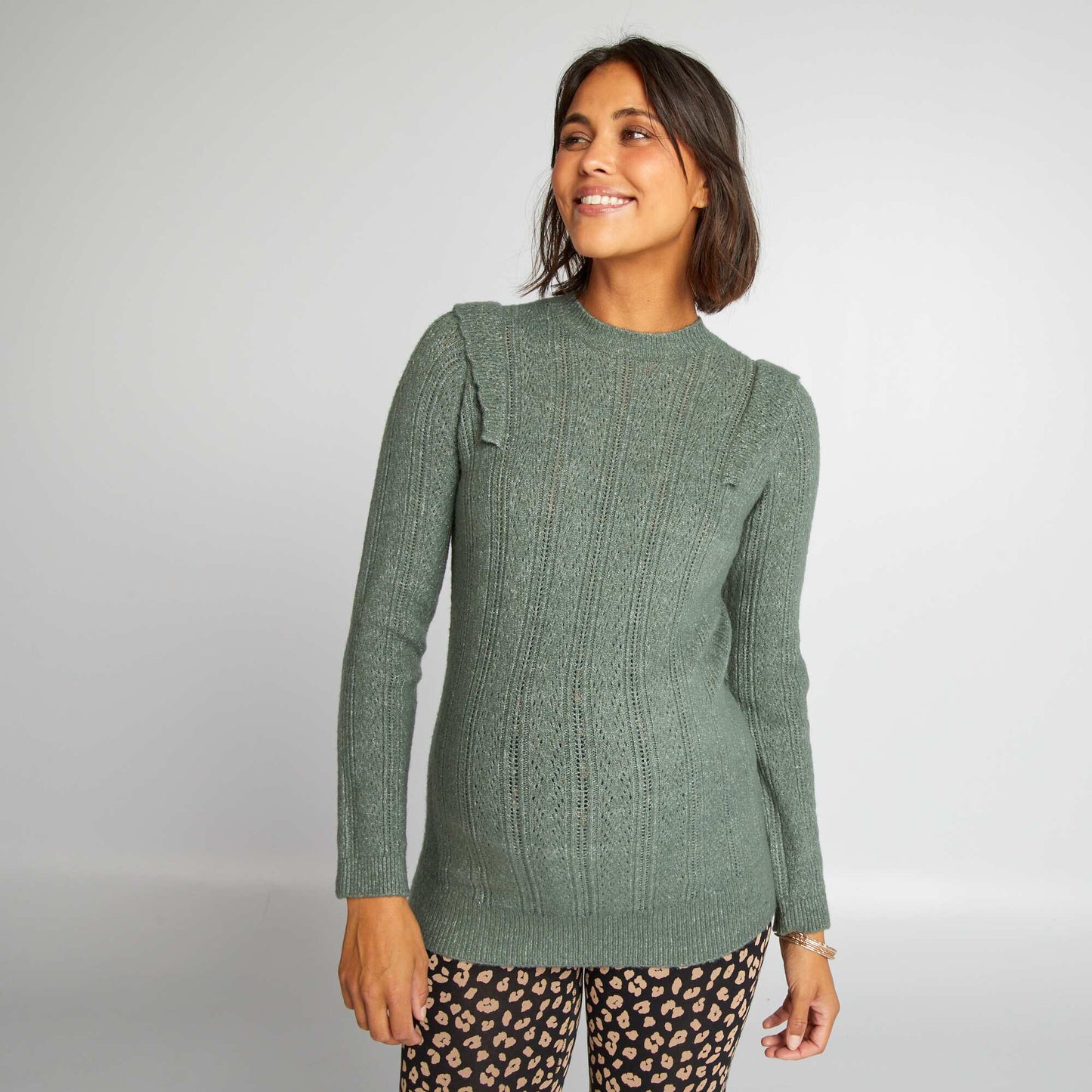 Pull grossesse ajour Vert gris