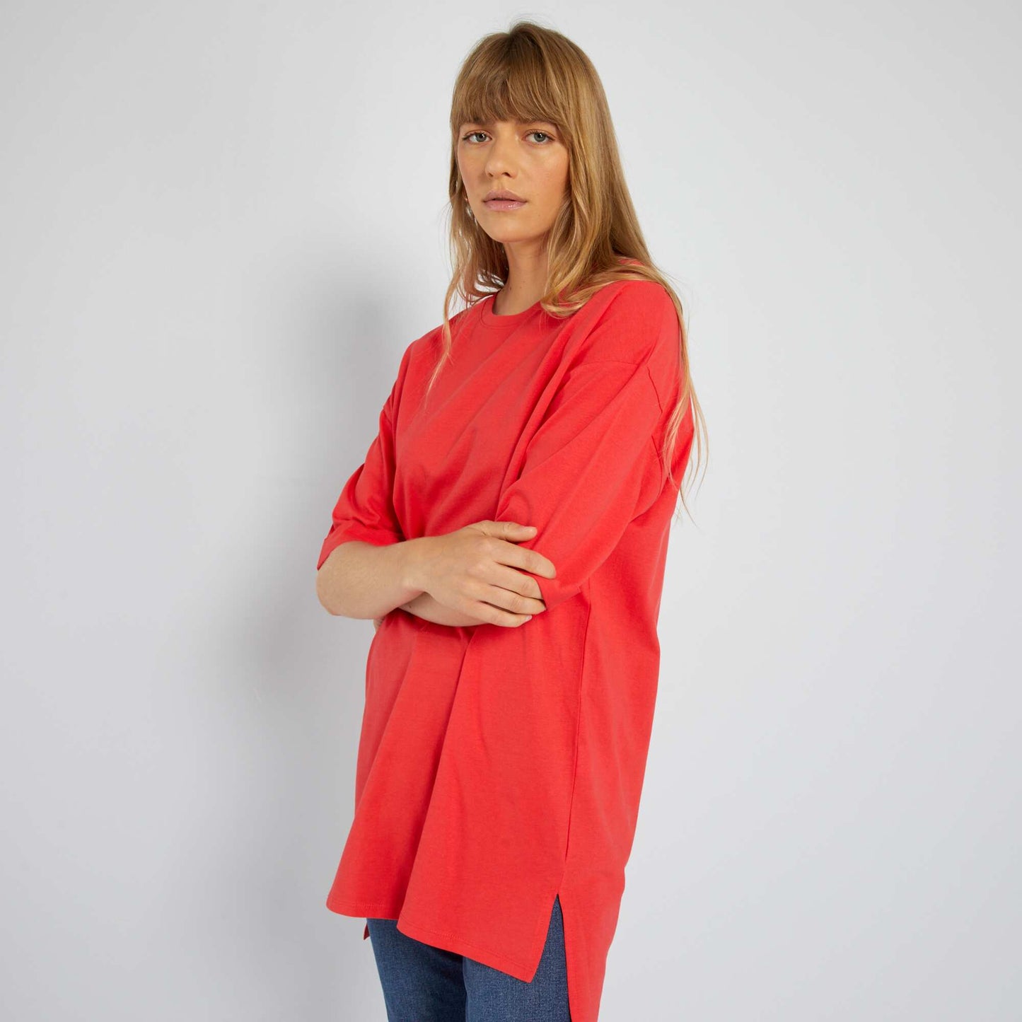 T-shirt long manches courtes Rouge