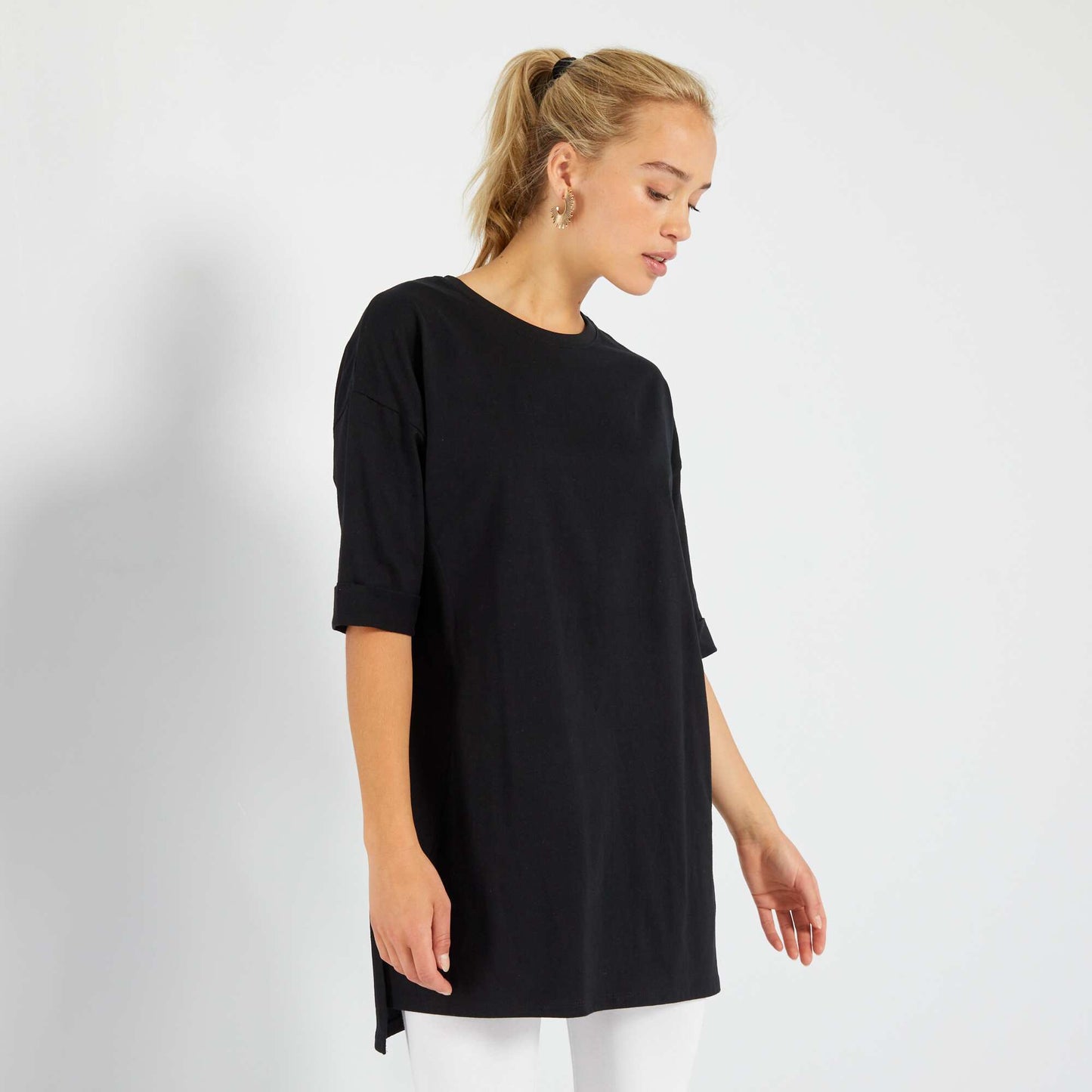 T-shirt long manches courtes Noir