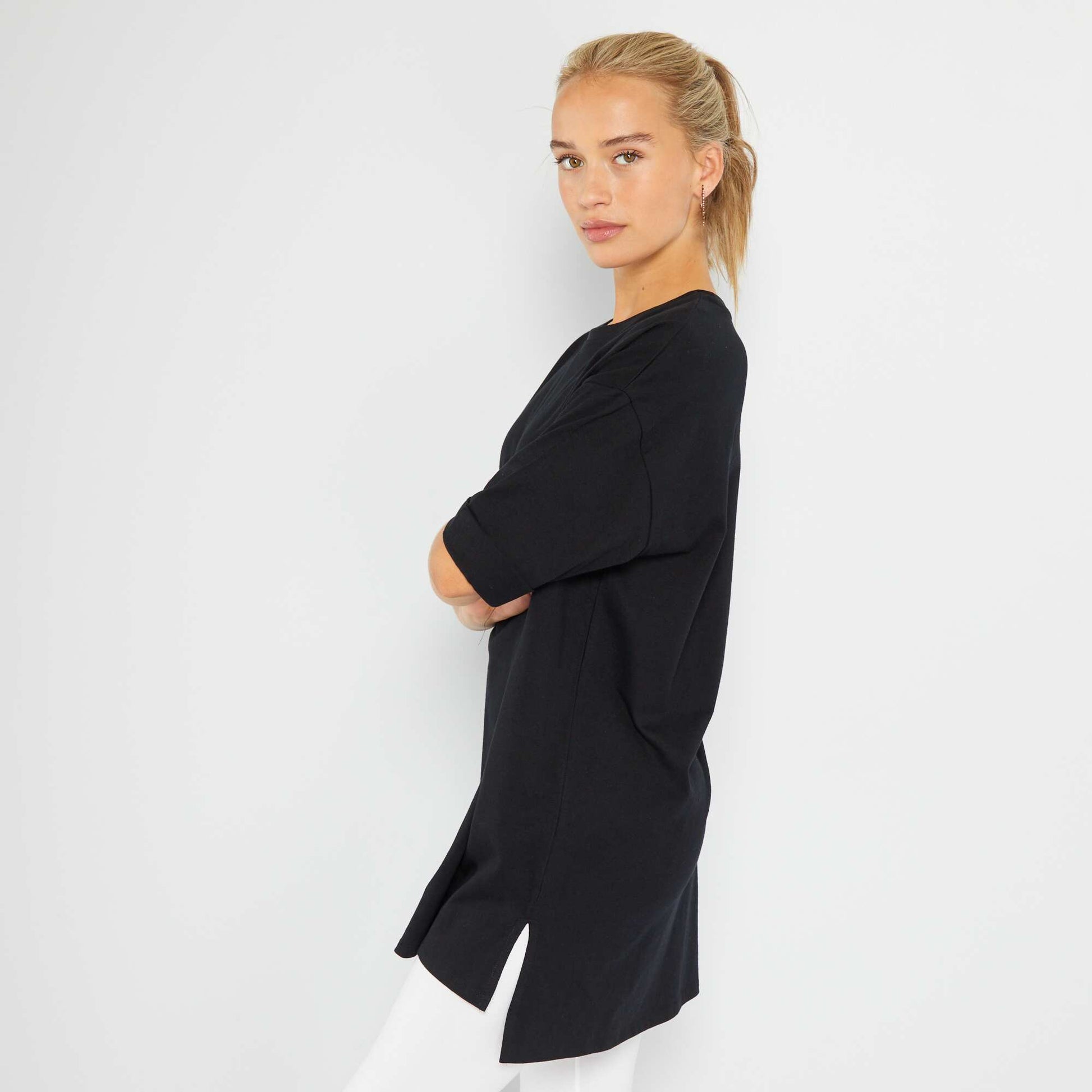 T-shirt long manches courtes Noir