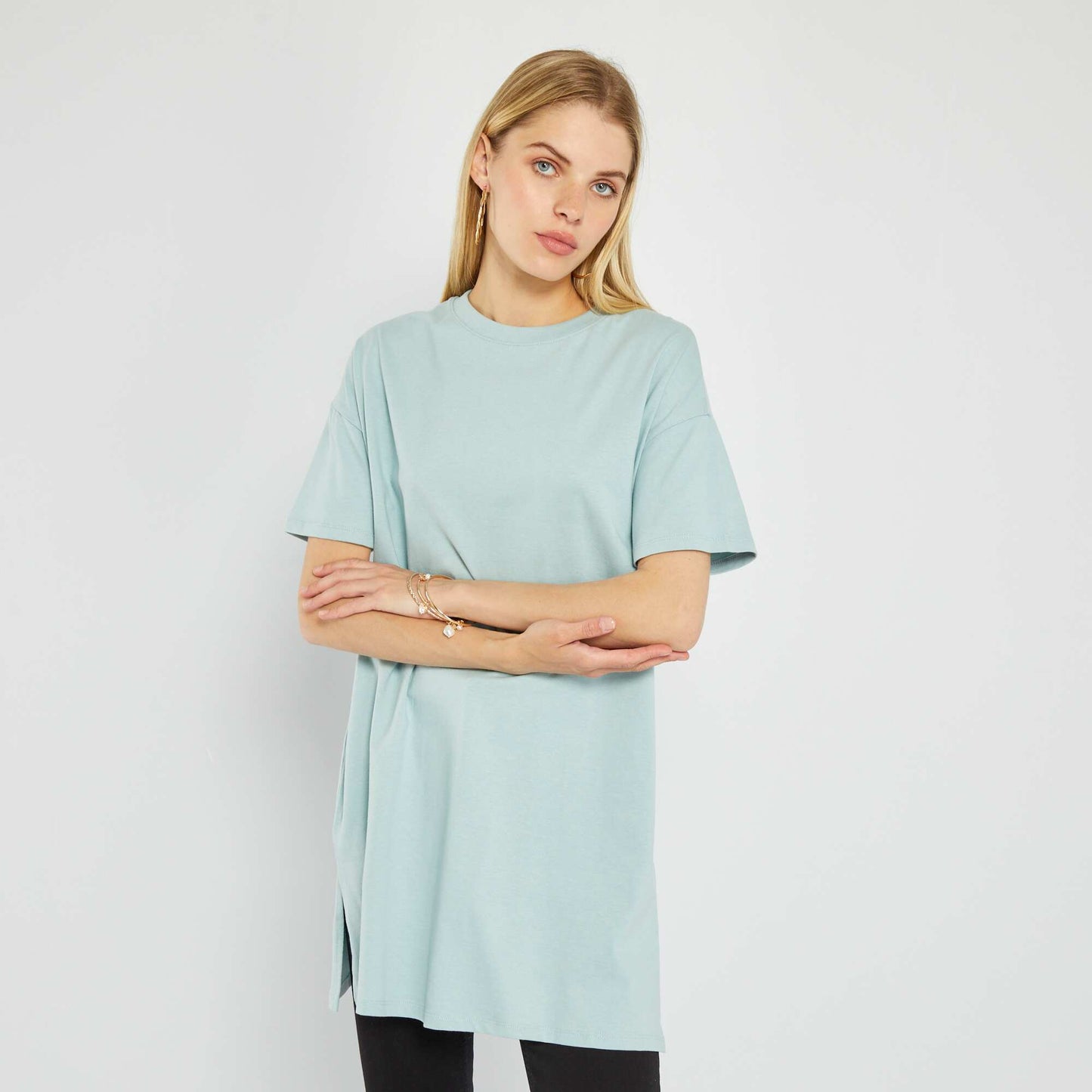 T-shirt uni manches courtes Bleu