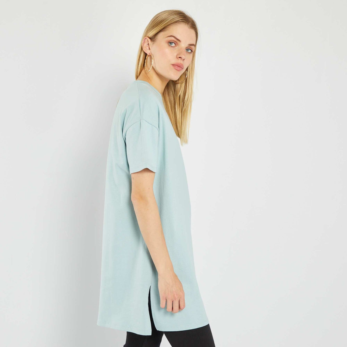 T-shirt uni manches courtes Bleu