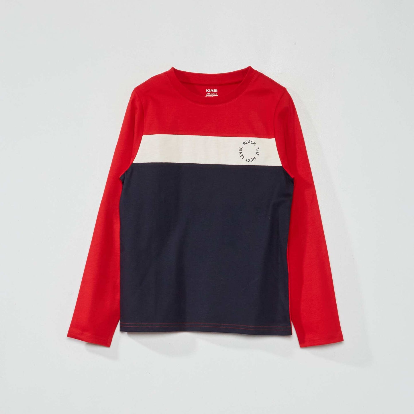 Tee-shirt color-block manches longues Rouge