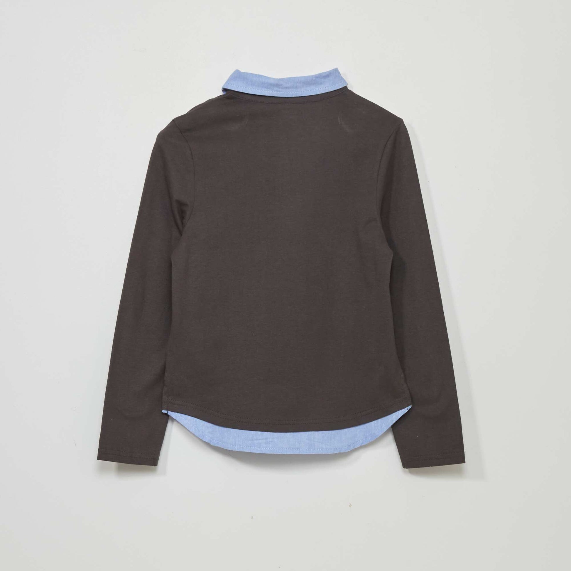 Polo manches longues effet 2 en 1 Gris