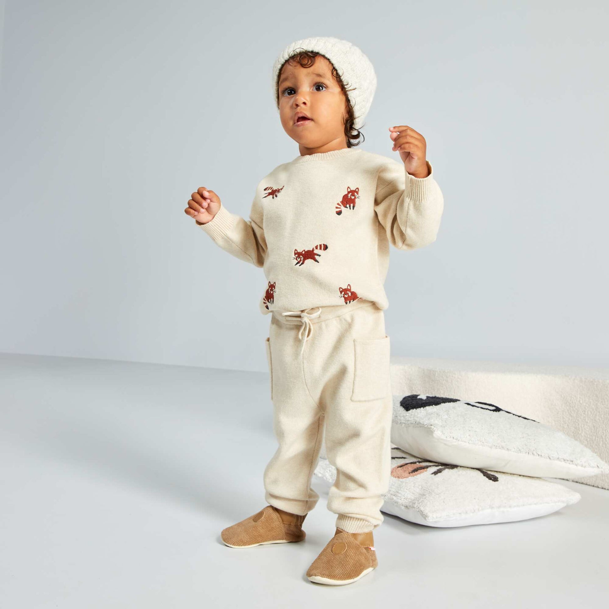 Ensemble pull + pantalon en maille - 2 pi ces Beige