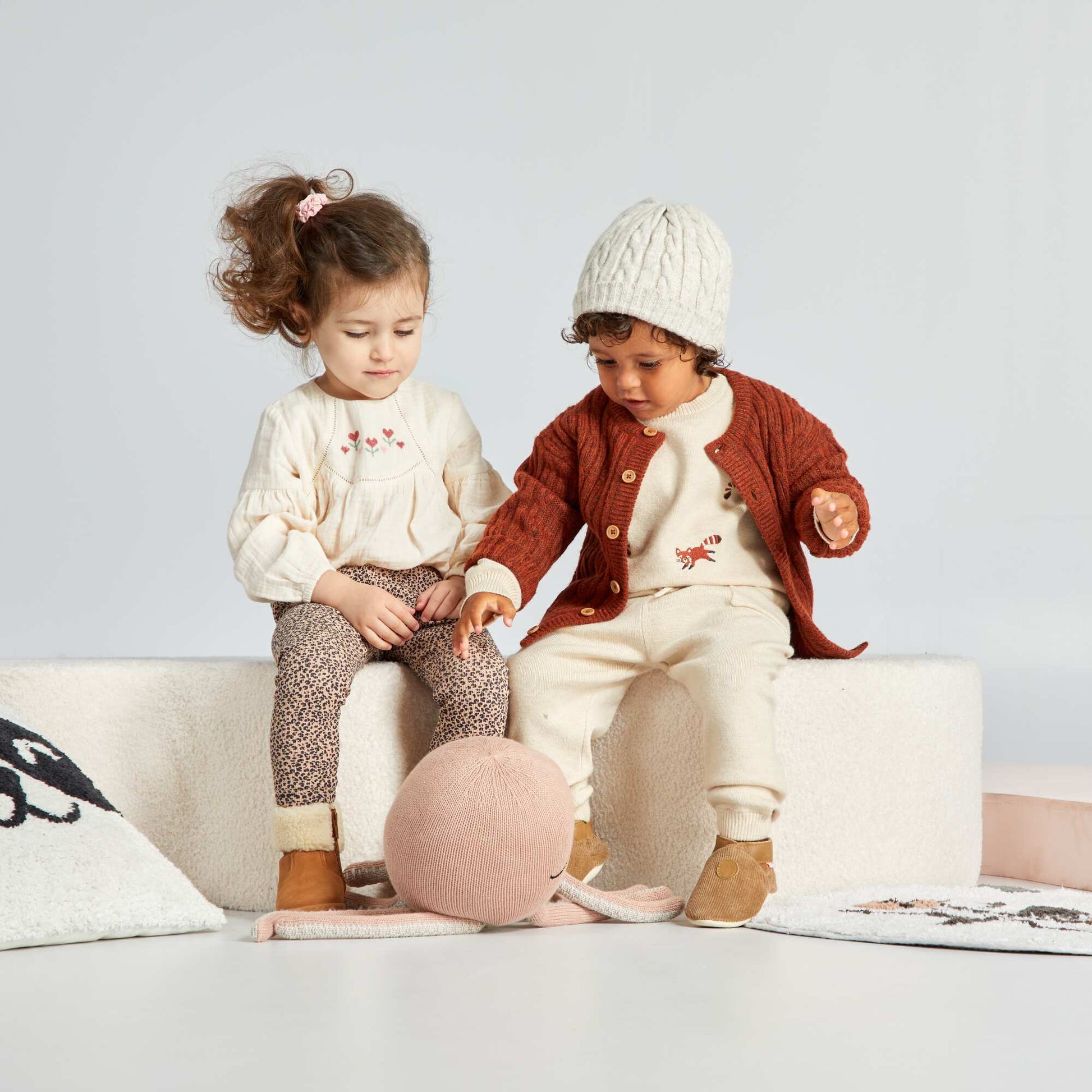 Ensemble pull + pantalon en maille - 2 pi ces Beige