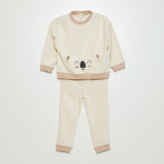 Ensemble de pyjama en velours - 2 pi ces Beige