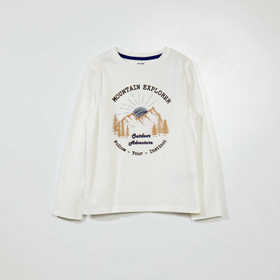 T-shirt en jersey manches longues Blanc