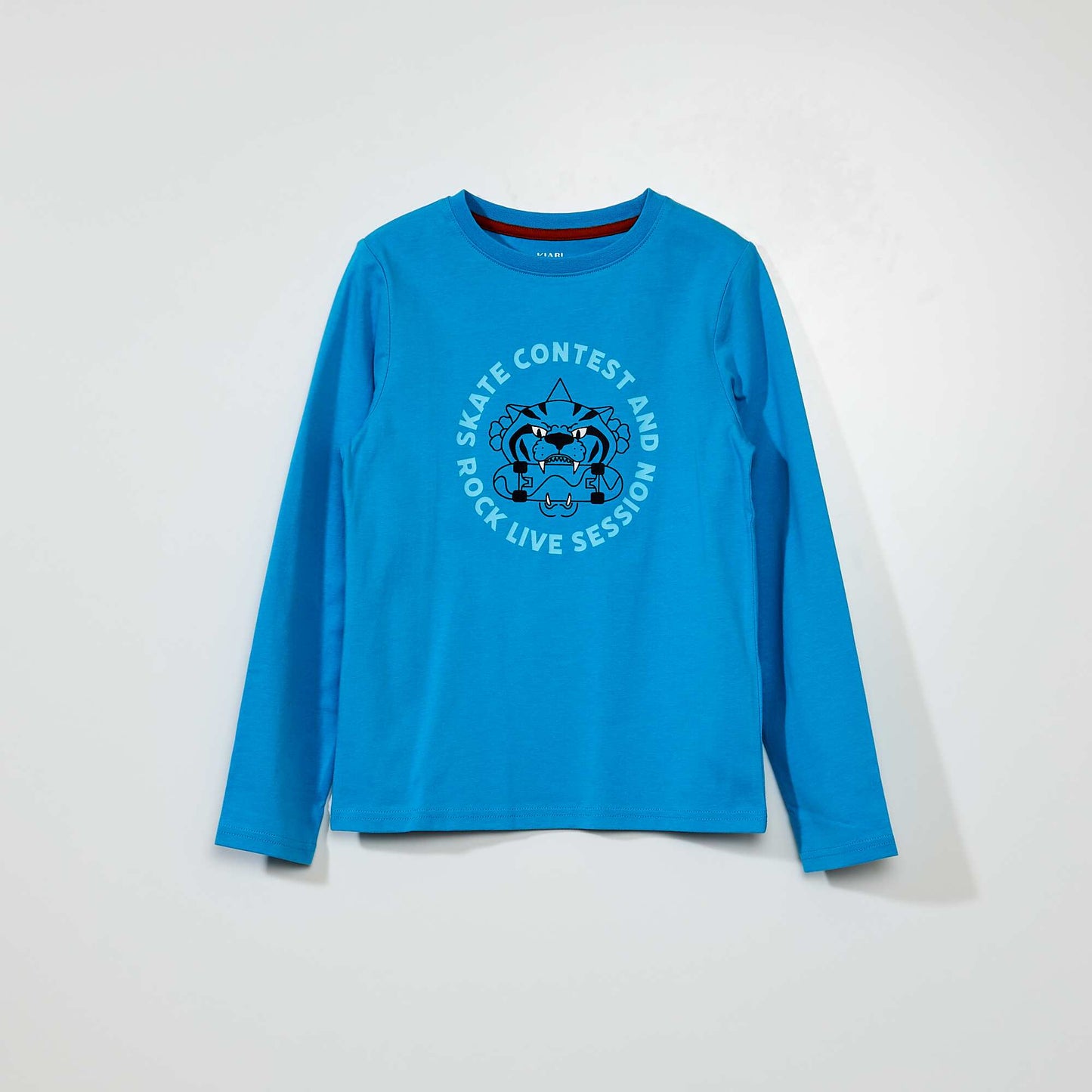 T-shirt en jersey manches longues Bleu turquoise