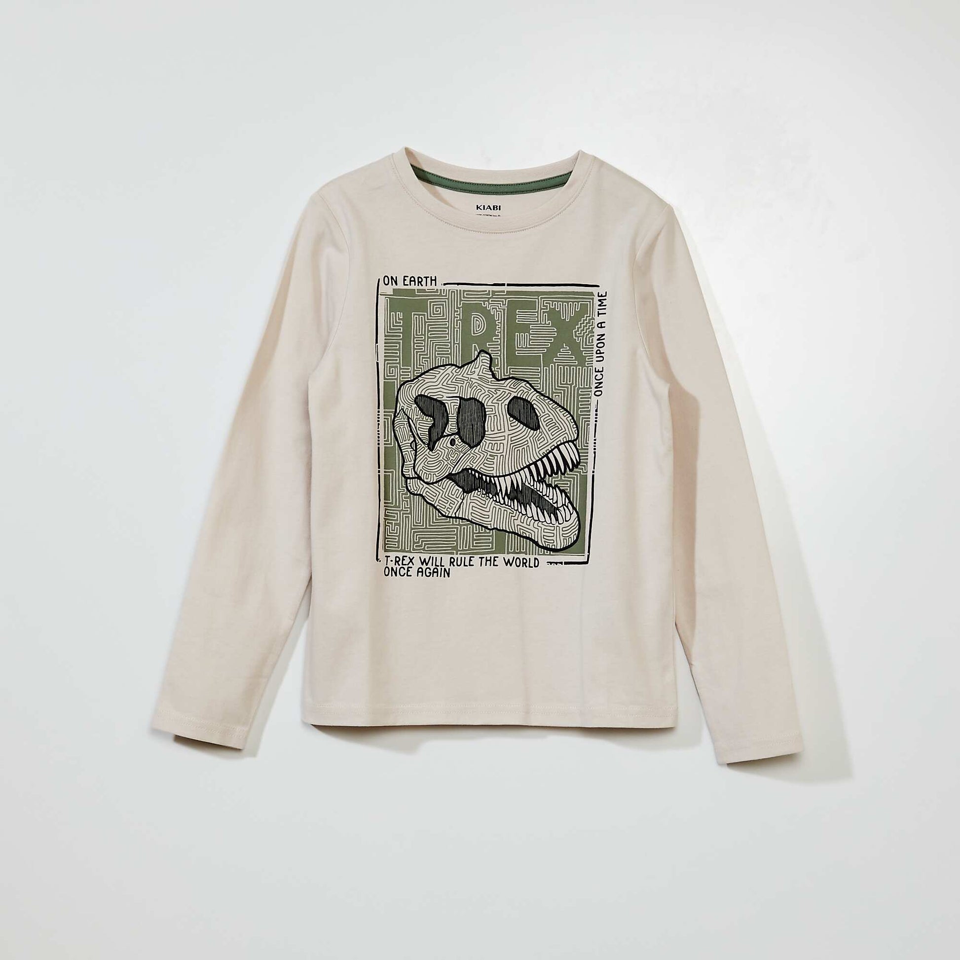 T-shirt en jersey manches longues Beige