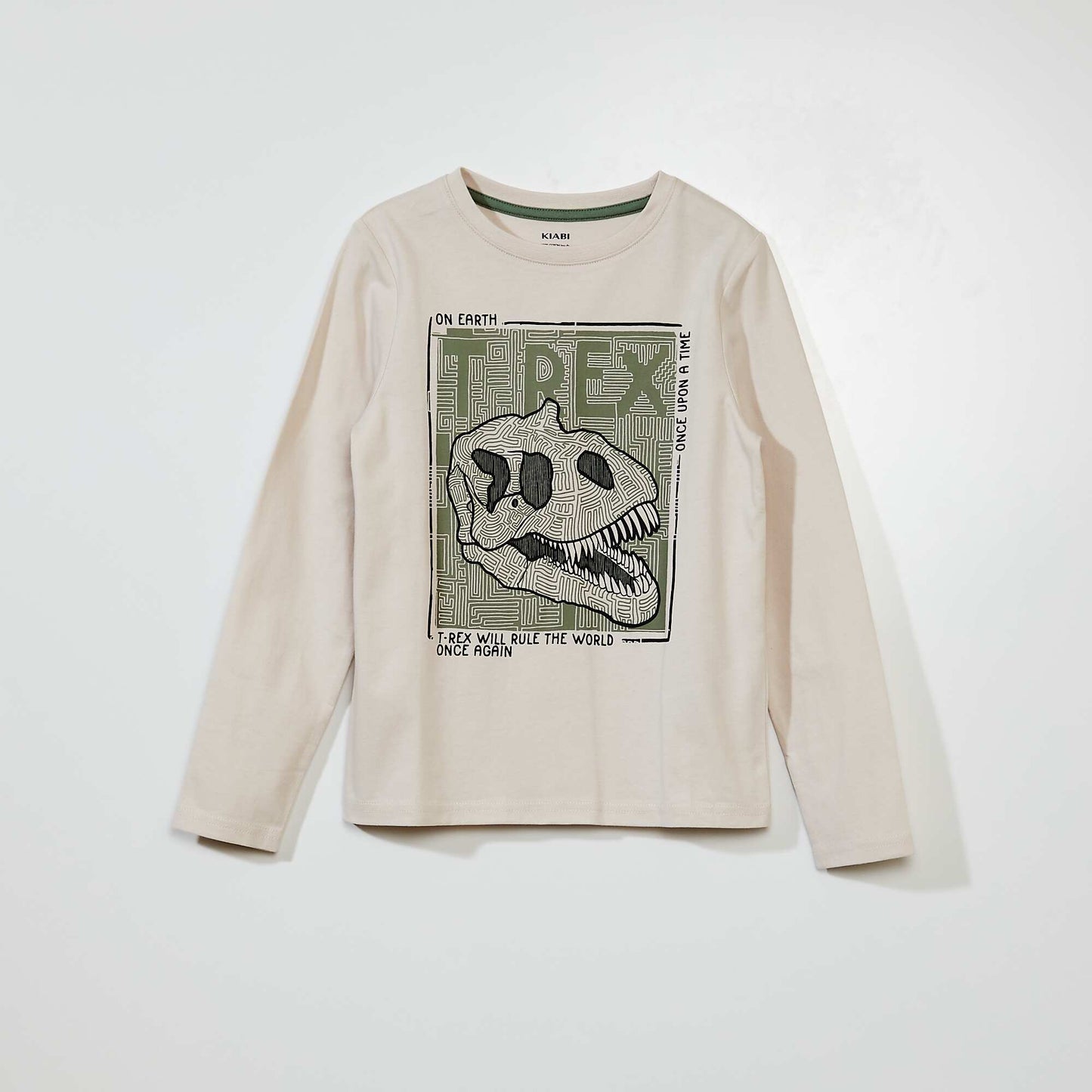 T-shirt en jersey manches longues Beige