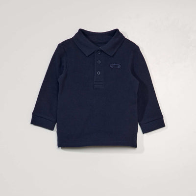 Polo en maille piqu e Bleu marine