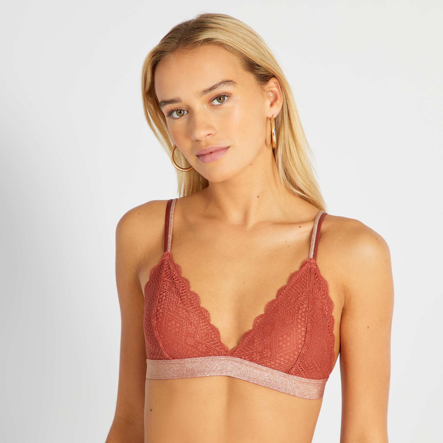 Soutien-gorge triangle en dentelle Ocre