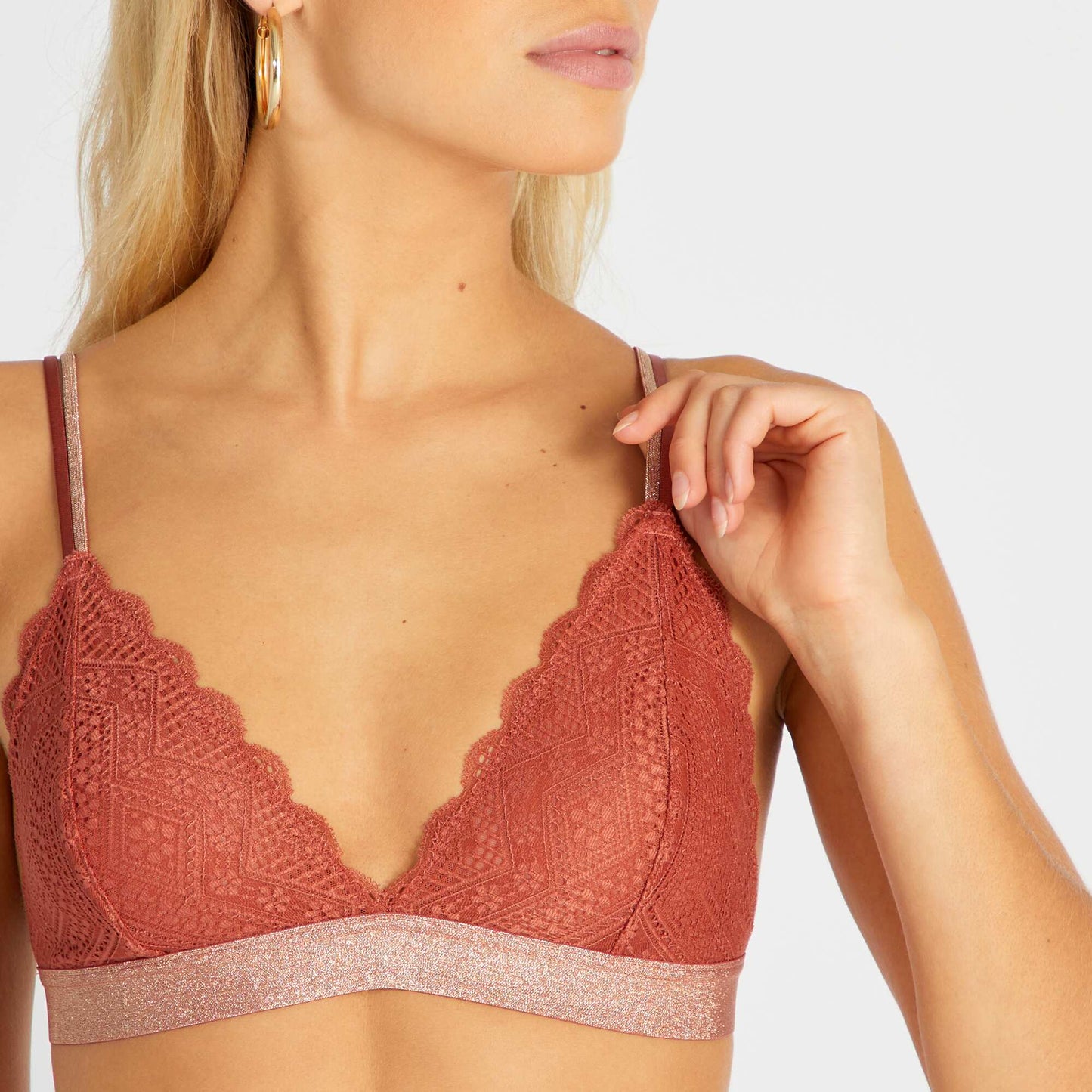 Soutien-gorge triangle en dentelle Ocre